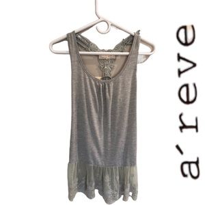 NWT A’reve for Anthropology BOHO Gray Lace Sleeveless Tunic.  Size Small.